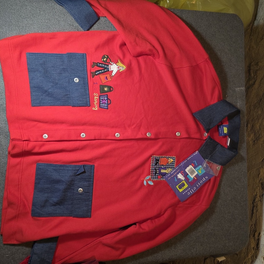 Sport Elle Woman Red Long Sleeve Button-up 2x New F1